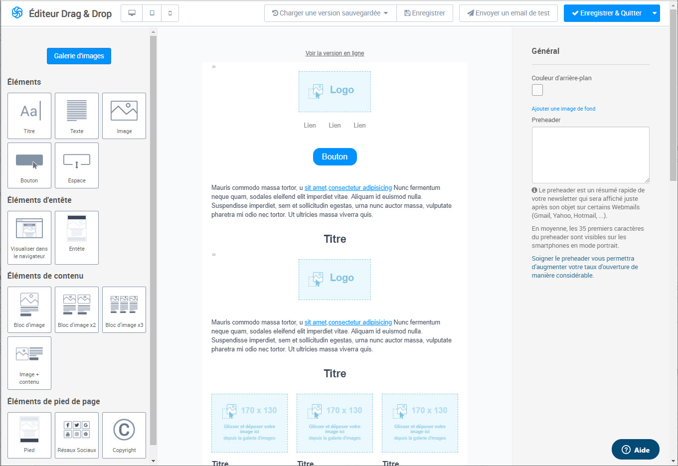 sendinblue ou mailchimp : l'éditeur de templates limité de send in blue