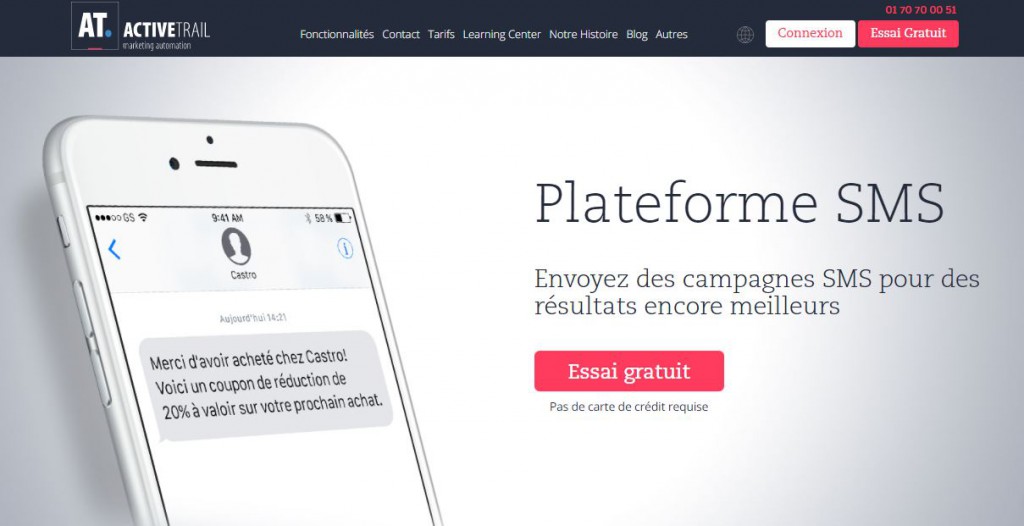 logiciel d'envoi de SMS activetrail