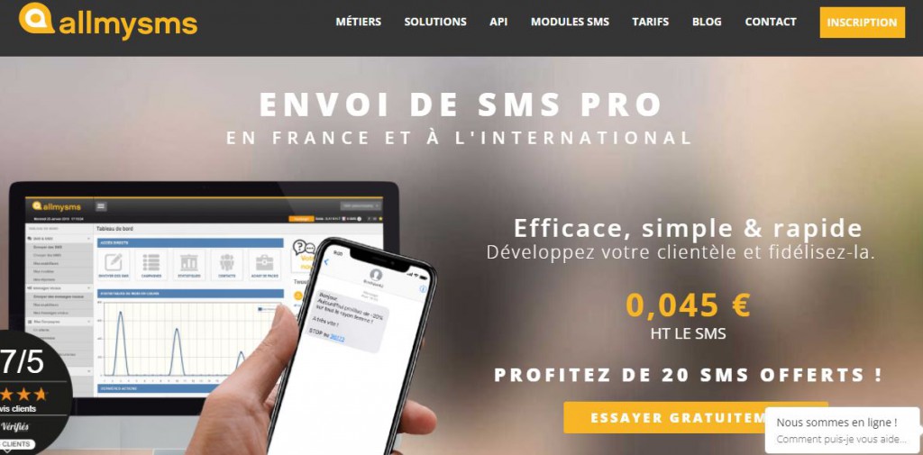 allmysms pour les envois de SMS groupés